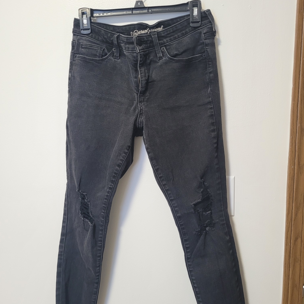 Universal Thread Women's Charcoal Distressed Skinny Jeans